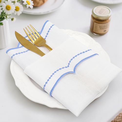 Set de 4 servilletas de tela bordadas, 40x40 cm miniatura 6