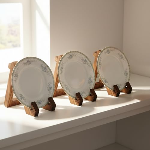 Support vaisselle bois stable lot de 5 chevalets assiette décorative - 8