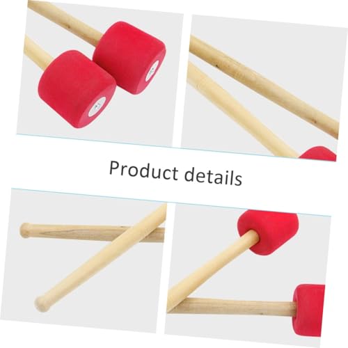 Abaodam 3 piezas Baquetas rojas con punta de espuma y mango de madera para tambor bass miniatura 4