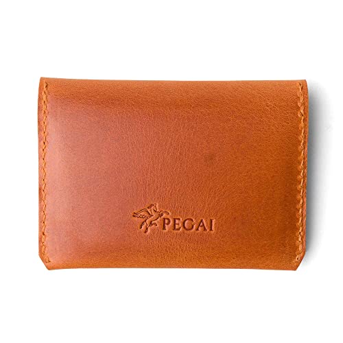 PEGAI Women's Leather Card Holder | Slim Full Grain Leather Wallet | Minimalist Design, Functional Small Wallet - Seline (Whiskey)3