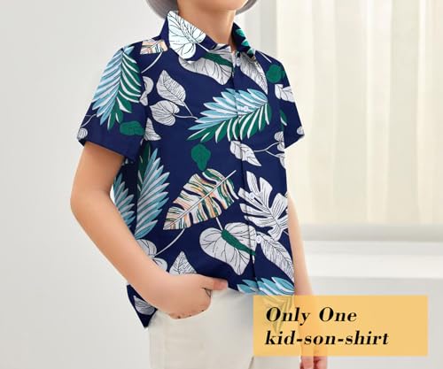 Hawaiian Dad and Son Matching Shirts - Floral Short Sleeve Button Down Shirt Summer Family Vacation Boy Fathers Gift Set2