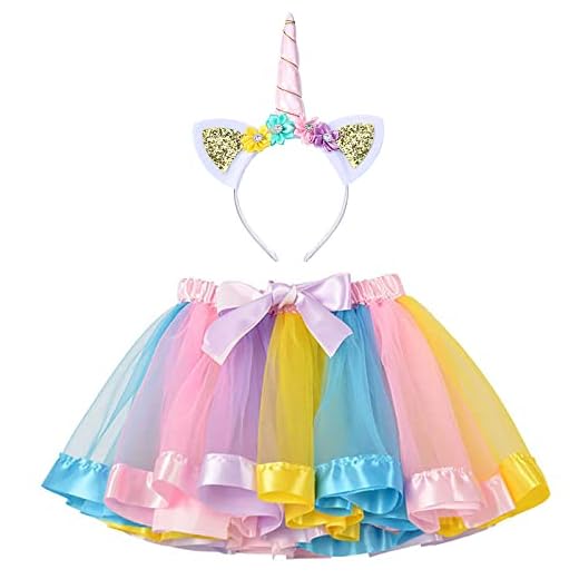 Hifot Disfraz de Unicornio Disfraz de Princesa Niña,Unicornio Tutus Niña Diademas Tutú Vestido de Arco Iris Disfraz para Niña Cumpleaños Carnaval Cosplay Fiesta