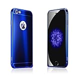 JUNCH IPhone6s/6 Case, Luxury Metal Aluminum Ultra-thin Mirror Case Lightweight Metal Bumper + Mirror Hard PC Back Protective Case for Apple iPhone 6/6s 4.7 Inch(blue)