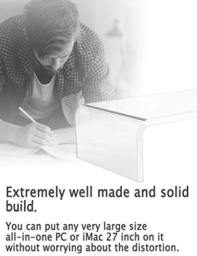 Clear Computer Stand & Keyboard Stand, Acrylic Computer Monitor Riser with Sturdy, Hold up to 50lbs Desktop Monitor Stand Heavy Duty Computer Stand Acrylic, Tilted Keyboard Riser for Ergonomic Typing