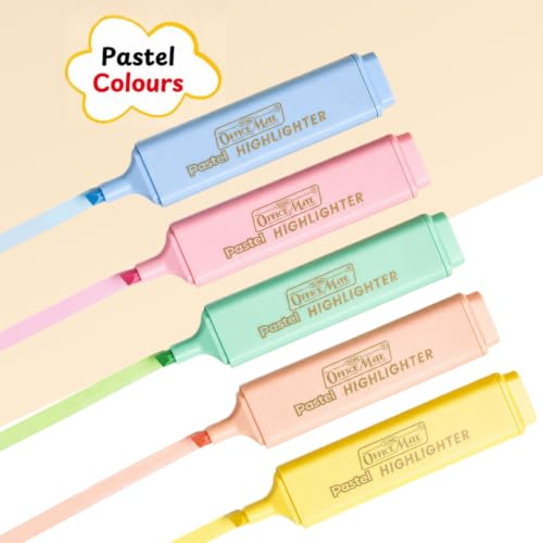 Image of Soni Officemate Pastel Highlighters | 5 Smoothing Shades Hilighter Pouch Pack | Flexible Line Width | Quick Drying & Smudge Proof Pastel Ink | Non-Toxic | Safe for Children's | Chisel Tip | Pack of 1