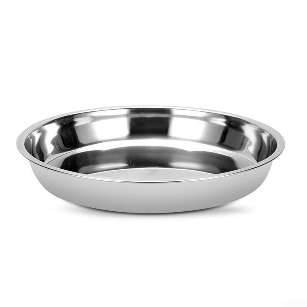 YJDOORPLAY Stainless Steel Round Serving Plate - Food Tray Dinner Plate Restaurant Dining Dish for Kitchen Hotel(26cm)