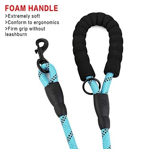 Image of Plutus Pet Rope Dog Leash 6ft Long,Traffic Padded Two Handle,Heavy Duty,Reflective Double Handles Lead for Control Safety Training,Leashes for Large Dogs or Medium Dogs,Dual Handles Leads(Light Blue)