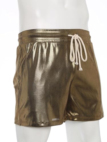 iiniim Mens Drawstring Shorts Boxer Metallic Shiny Swim Trunks Beachwear Gym Workout Biking Shorts3
