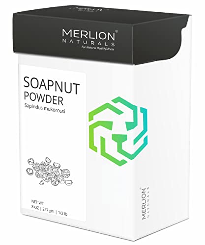 Soapnut Powder by Merlion Naturals | Sapindus mukorossi | 100% Natural | For Shiny & Silky Hair (8 OZ)