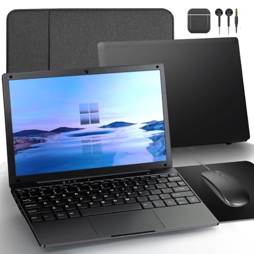 G-Anica Laptop Computer, win11 Laptop, 8GB+128GB, Celeron Dual core Processors, 10' Laptops, Bluetooth WiFi Webcam HDMI, and Laptop Bag,Mouse, Mouse Pad, Headphone（Grey）