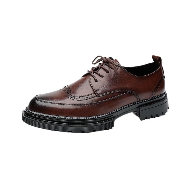 Men's Orthopedic Leather Shoes Fashion Classic Round-Toe Lace Up Low Top Formal Dress Shoes