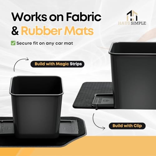 Image of Car Trash Can with Stability Wings - Leakproof Portable Garbage Bin for Fabric & Rubber Mats - Compact Durable Plastic Auto Organizer for Cars, SUVs, Trucks (Black, Small)
