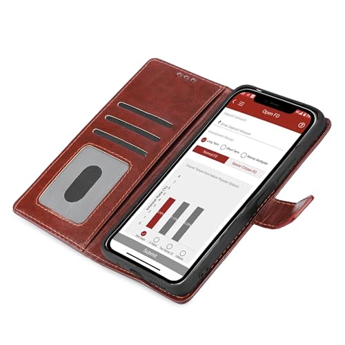 Image of Inktree Vivo V50 5G Flip Cover | Leather Finish | Complete Protection Flip Case for Vivo V50 5G - Tan Coffee