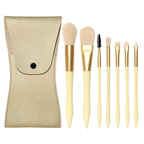 Oputemon Travel Makeup Brush Set 7pcs Premium Synthetic Foundation Blending Blush Concealer Eye Shadow Cosmetic Brush Se