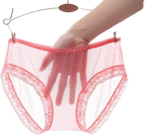 Women's Sexy Transparent Mesh Lace Panties Sexy Seamless Briefs Fixed Underwear Thin Soft Panties Underwear