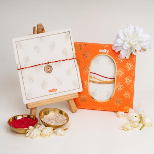 Image of Salty Rakhi for Brother & Bhaiya Bhabhi | Wrist Band Gift Pack for Sister, Bro, Bhaiya and Bhabhi | Bracelet for Men, Women | Fancy Jewellery Combo Gifts | Gift for Rakshabandhan | Traditional Rakhi Gift