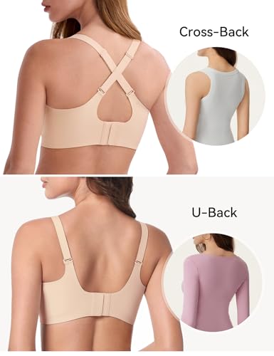 LUCKMEEY Bras for Women No Underwire Wireless Mesh Seamless T-Shirt Bra Push up Full Coverage Comfortable Everyday Bra3