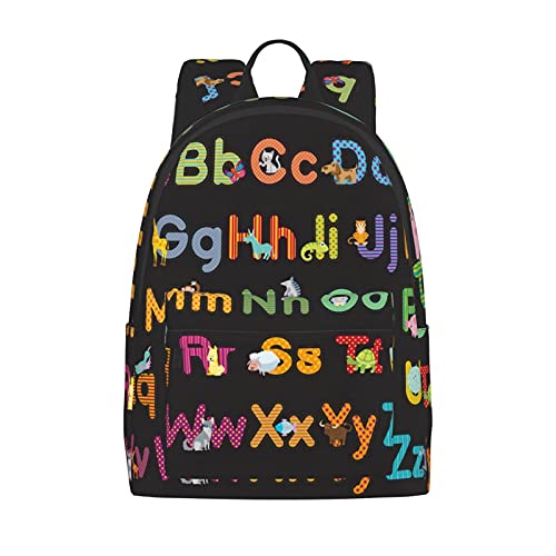 FeHuew 16 inch backpack Alphabet Laptop Backpack Full Print School Bookbag Shoulder Bag for Travel Daypack