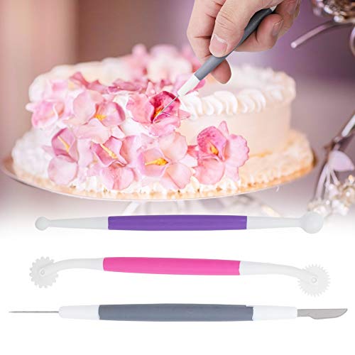 HAOHIZE 3pcs Cake Carving Decorating Tool, Fondant Cake Icing Quilting Tools Modelling Flower Patterns Pastry Carving Cutter - Image 3