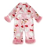 Kavousa Infant Baby Girl Christmas Pajamas Pjs Long Sleeve Button Down Newborn Pajama Romper Sleepwear One-piece Pjs Lounge (C Pink, 3-6 Months)