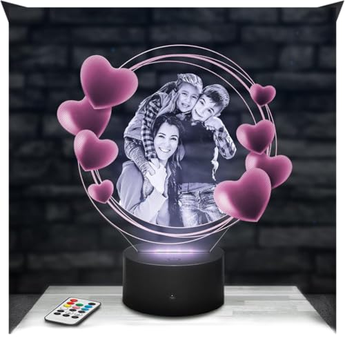 Luce Notturna Personalizzata Con Foto – Cornice In Acrilico E Base In Legno, Regalo Personalizzato Per Natale E Anniversario