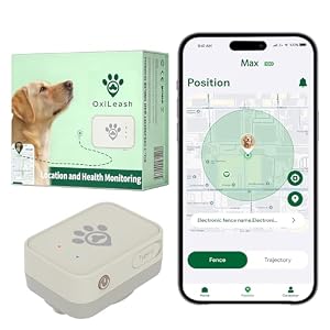 OxiLeash GPS Tracker for Dogs [12 Month Membership Included] — Real-Time Location Tracking, Virtual Fence Escape Alerts, Heart Rate & SpO2 Health Monitoring, Waterproof, Collar Included