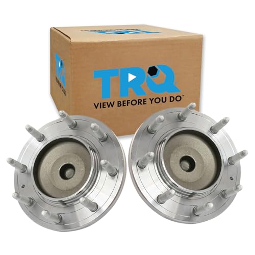 Image of TRQ 2 Piece Front Wheel Bearing & Hub Assembly Set with ABS Sensor Compatible with 2011-2019 Chevrolet Silverado 2500 HD Silverado 3500 HD GMC Sierra 2500 HD Sierra 3500 HD