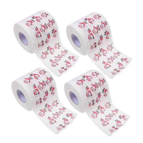 LOORGVEL 4 Rollos Papel Higiénico Navideño Doble Decorativos Absorbentes para Baño Fiesta Navidad