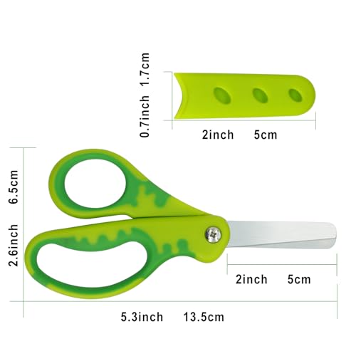 CCR Kinderschere, 13,5 cm, Sicherheitsschere Kinder Mit Schutzhülle, Mit Stumpfer Spitze für Schere Kinder, Rechtshändige Schere mit Weichem Griff für Kinder, Schulen und Klassenzimmer, 5er-Set