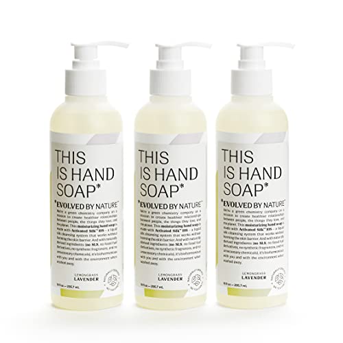 Evolved By Nature Liquid Hand Soap, Lemongrass Lavender Essential Oils, Moisturizing Naturally Derived Ingredients Biodegradable Hand Wash, Pack of 3 (10 oz)