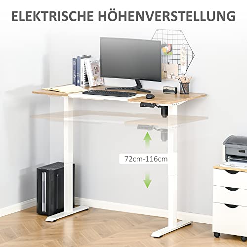 Vinsetto Höhenverstellbarer Schreibtisch Elektrisch 140 x 70 cm Computertisch mit 4 Memory-Steuerung, 4 TLG. Tischplatte, Steh-Sitz Tisch mit Anti-Kollision, Überhitzungsschutz Weiß