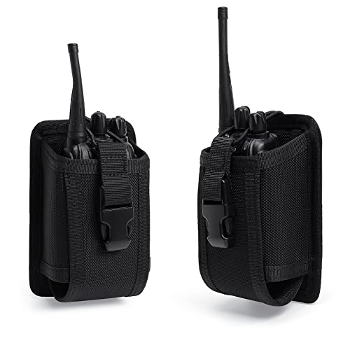 Image of TACNEX Universal Tactical Radio Holster, Elastic Walkie Talkie Stand, Two Way Nylon Pouch with MOLLE Belt Clip for Police, Lion, Security, Firefighter, Rescue