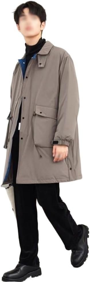 Lapel Coat Men's Long Autumn And Winter Thick White Duck Down Casual Windbreaker Down Jacket