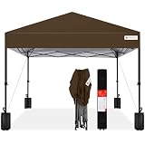 Best Choice Products 12x12ft Pop Up Canopy Tent, Outdoor Shade, 1 Person 1 Minute Set Up, Carry Case, 4 Weight Bags - Brown