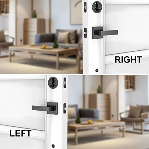 Image of Brightify Black Front Door Handle, Matte Black Exterior Door Handle with Door Lever, Modern Front Door Lock Set, Adjustable Deadbolt with Single Cylinder, Reversible for Right&Left