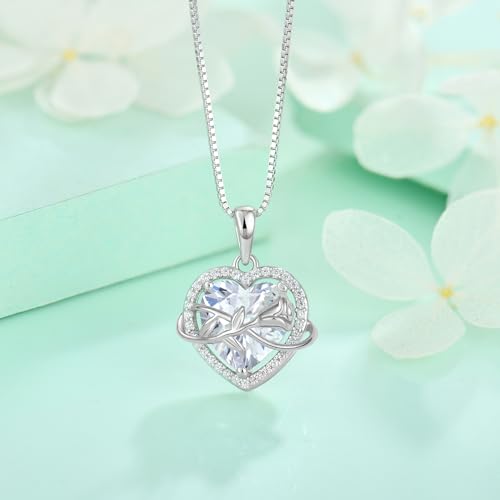 STARCHENIE Rose Necklace for Women 925 Sterling Silver Heart Pendant Necklace Birthstone Jewelry4