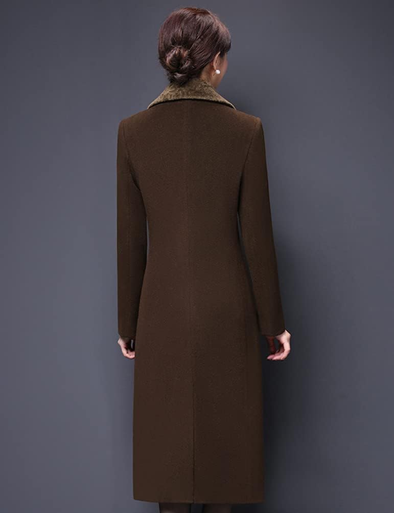 IDEALSANXUN Fur Collar Wool Coats for Women Double Breasted Long Peacoat Jackets - Image 5