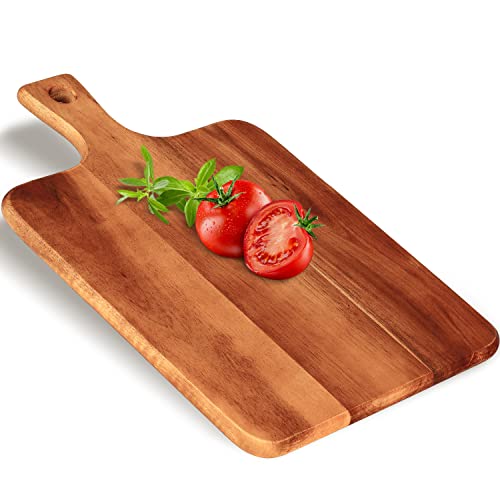 Premium Acacia Cutting Board With Handle (Set Of 1, 10"X16") Rectangular Acacia Wooden Cutting Board For Kitchen Chopping Boards For Meat, Cheese, Bread, Vegetables & Fruits #TOP1