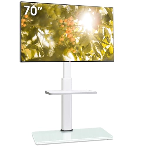 AOKCOS Support TV sur Pied pour TV de 32-70 Pouces,Pied TV avec Étagère Réglable en Hauteur Pivotant 60° et Inclinable 12°,Max. VESA 400x400 mm Max. Capacité 40 KG