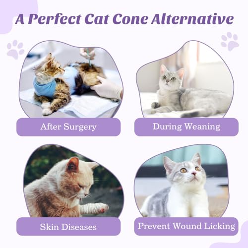 VavoPaw Chirurgischer Genesungsanzug für Katzen, atmungsaktiv, chirurgische Weste, Tierbekleidung, Alternative für Katzen nach Operationen, S, Violett