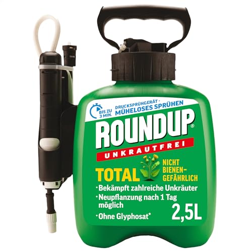 Roundup Unkrautfrei TOTAL Drucksprühsystem, 2,5 L - anwendungsfertig zur effektiven Unkrautbekämpfung für Garten und Hof, biologisch abbaubar