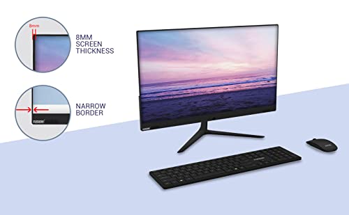 Image of Fusion5 23.8 inch Full HD IPS All-in-One Desktop Computer with Windows 11 - Quad-Core, 4GB RAM, 128GB SSD, Dual-Band WiFi, Expandable HDD - AIO PC with Front Camera, Wireless Keyboard, Mouse