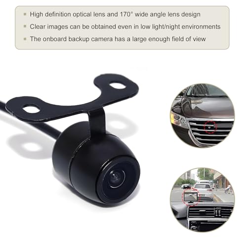 Image of Pack-1 Car Rear View Camera Kit, 170 Degree Wide-Angle Dynamic Path Guide Line Camera, IP68 Waterproof HD Night Vision Reversing Camera with Bracket Wire Harness, Universal for Cars (Black)