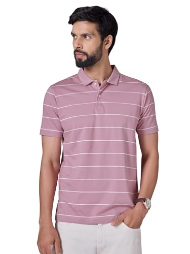 Image of XYXX Iinea Men's Stripe Cotton T-Shirt | Polo Collor Tshirts | Half Sleeves | Stripe-Slim Fit