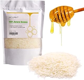 MQUPIN Beeswax Pellets Premium 100% Pure Natural Beeswax Beads Organic Beeswax Pastilles No Additives or Chemicals Beeswax Pastilles for Cosmetics/DIY Candles/Lip Balm/Skin Care/Soaps- (1lb/454g)