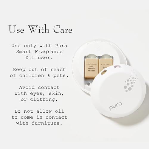 K. Hall Designs Simplicity by Pura Cocoa Almond Scent Pura Diffuser Refill, Replacement Fragrance, Almond, Cocoa and Chocolate Latte Blend, 0.33 Fl Oz / 10 ml