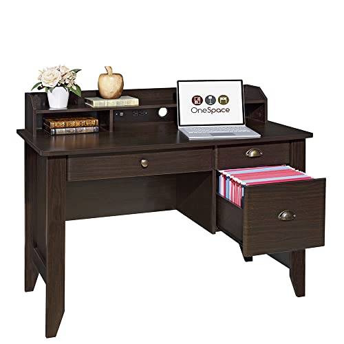 Onespace 50-1617 Eleanor Executive Desk Wood Grain, Espresso thumb #4