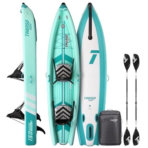 THURSO SURF Compass Inflatable SUP Kayak 2-Person Sports Kayak Set with Two Carbon Oars & Lightweight Seats & Electric Pump