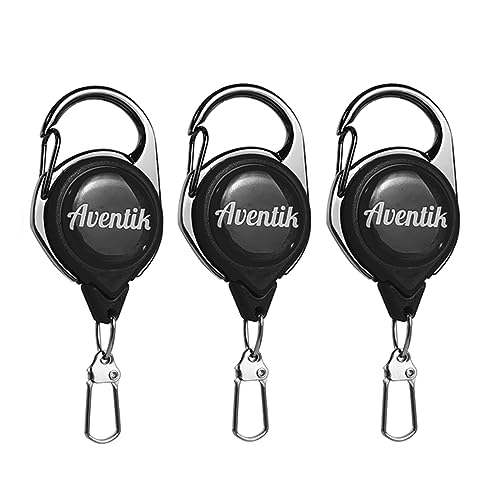 EUPHENG Aventik Fly Fishing Zinger Retractor (3-Pack) Fishing Gear and Equipment for Anglers' Vests, Nippers, Forceps, Fly Floatants, Belt Loops & Backpacks (3PC Black Fly Fishing Zinger Retractor)