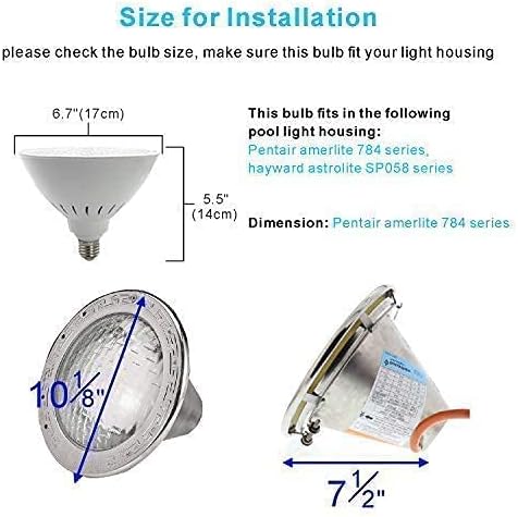 weipute Pool Lights, 120V 45W LED Pool Light with Remote Control, Color Changing Pool Light Bulb Replacement for Inground Pool…